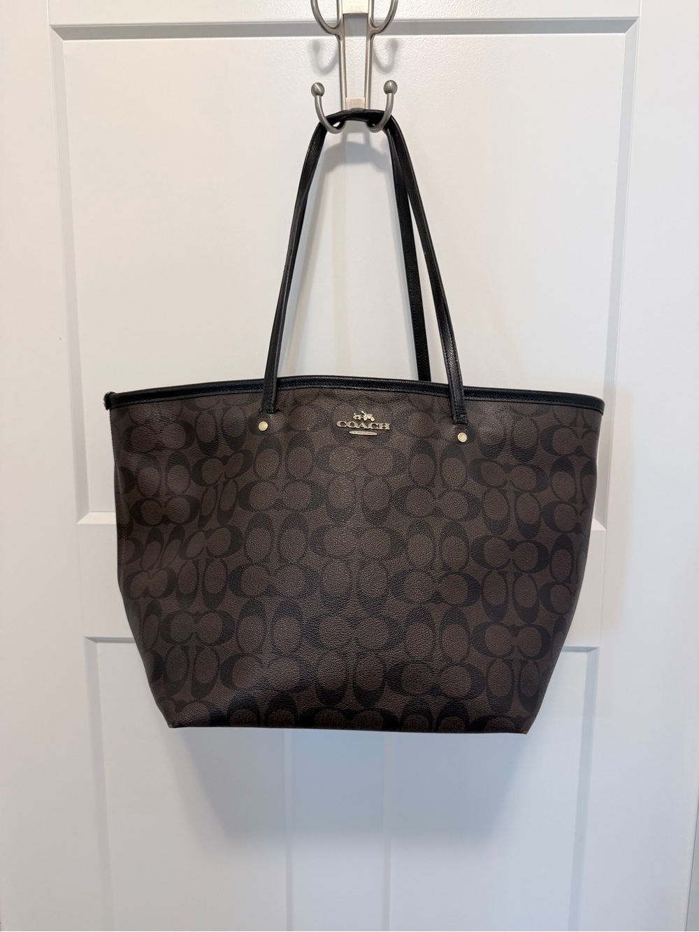 Coach Brown/Black Signature Canvas Tote